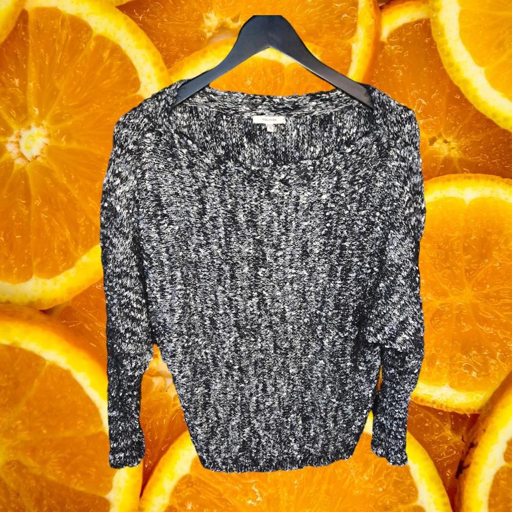 Maurices Scoop Neck Blue Black and White‎ Marled Sweater Size XL